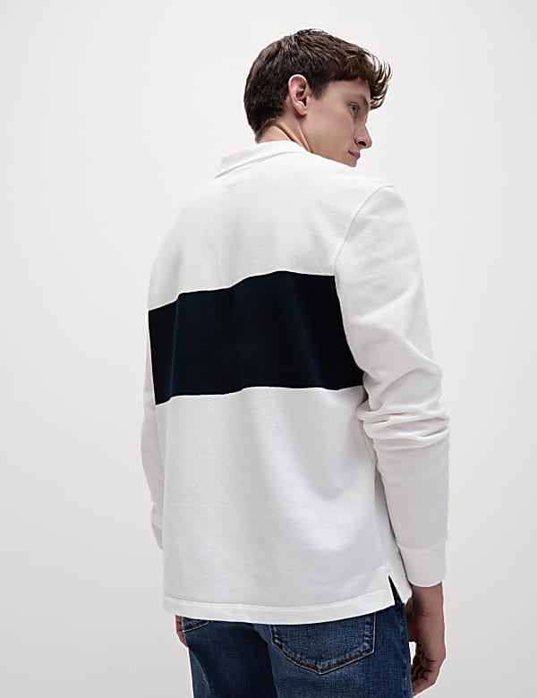 LS CHEST STRIPE PIQUE POLO