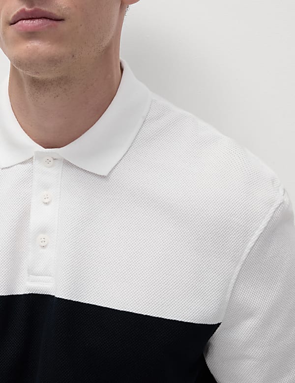 LS CHEST STRIPE PIQUE POLO