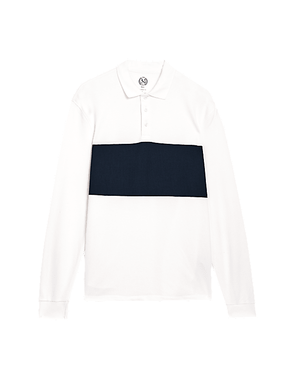 LS CHEST STRIPE PIQUE POLO