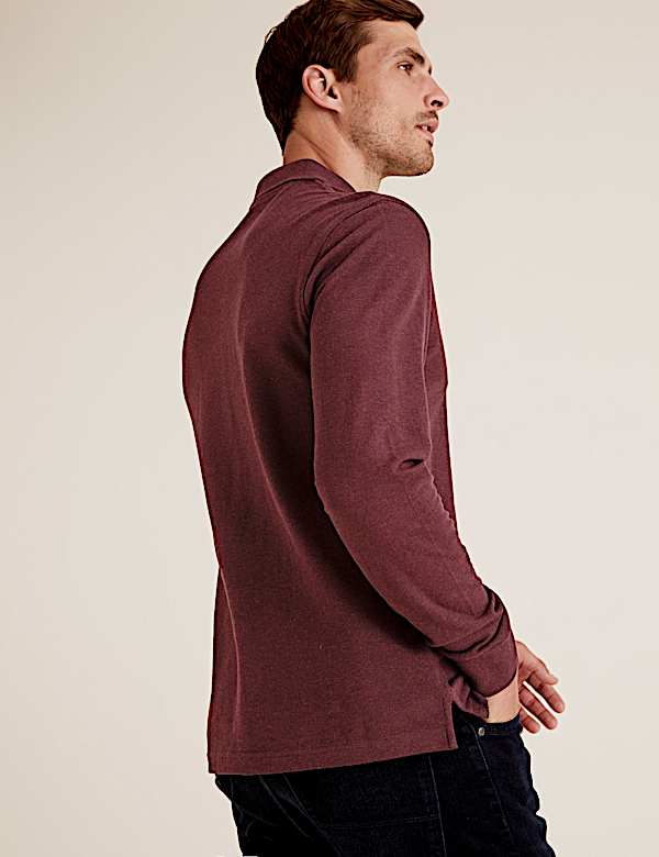 Pure Cotton Long Sleeve Polo Shirt