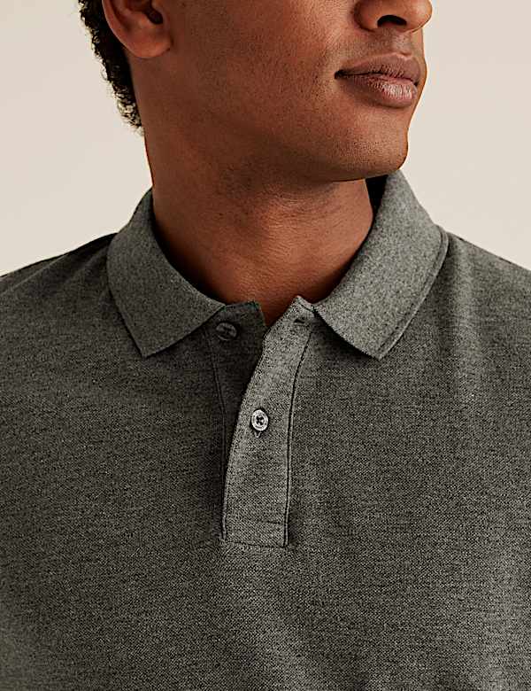 Pure Cotton Long Sleeve Polo Shirt