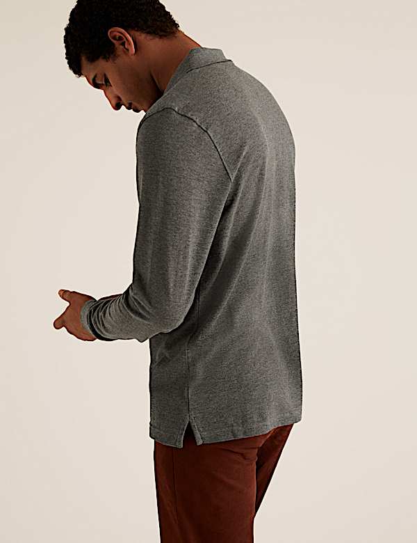 Pure Cotton Long Sleeve Polo Shirt