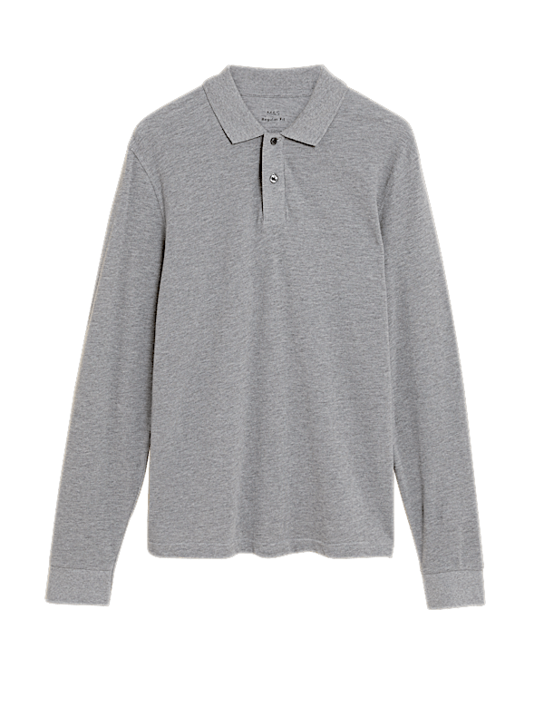 Pure Cotton Long Sleeve Polo Shirt