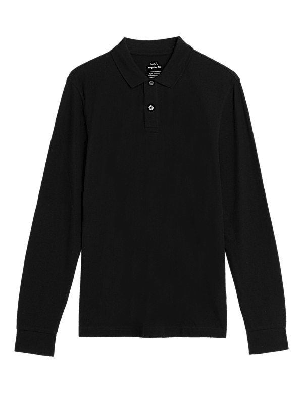 Pure Cotton Long Sleeve Polo Shirt