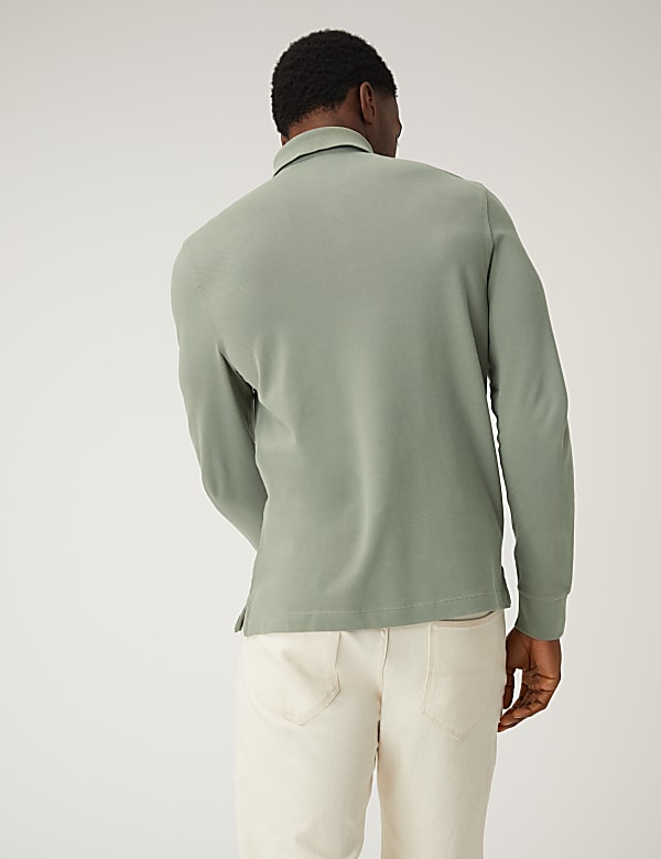 Pure Cotton Long Sleeve Polo Shirt