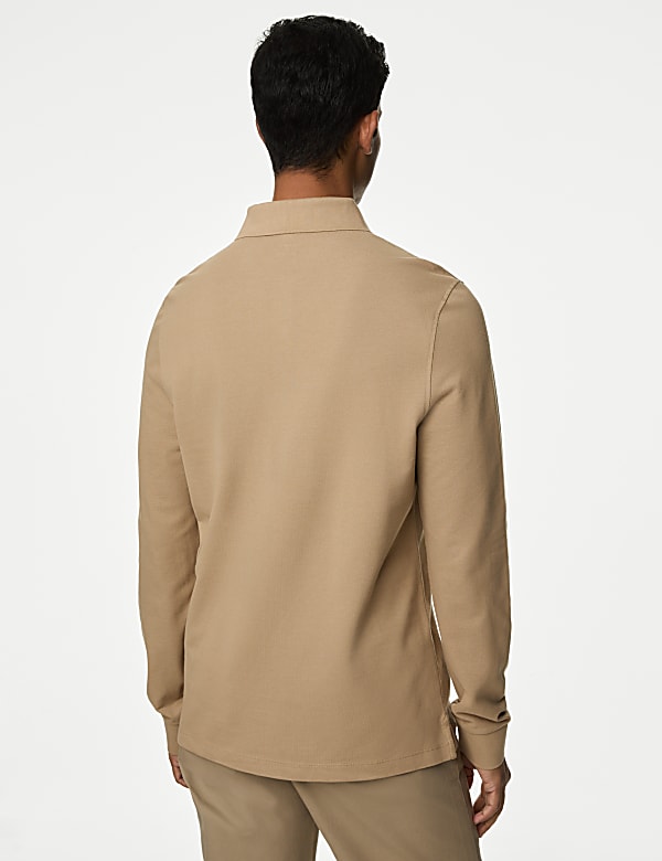 Pure Cotton Long Sleeve Polo Shirt