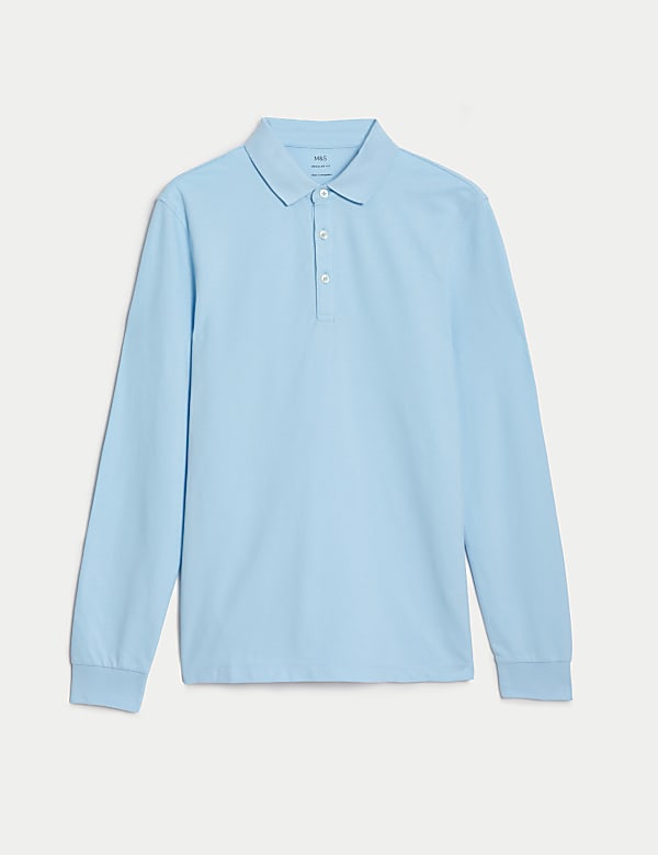 Pure Cotton Long Sleeve Polo Shirt
