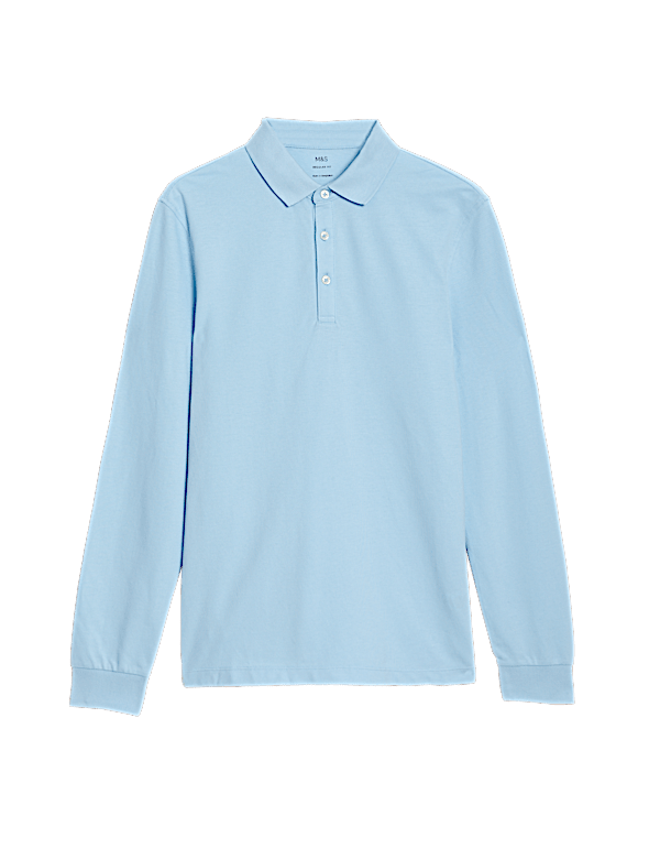 Pure Cotton Long Sleeve Polo Shirt