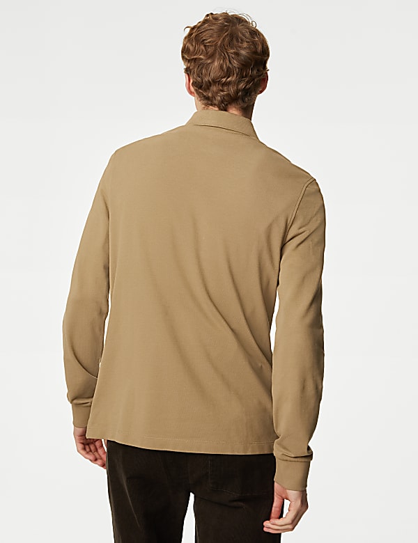 Pure Cotton Long Sleeve Polo Shirt
