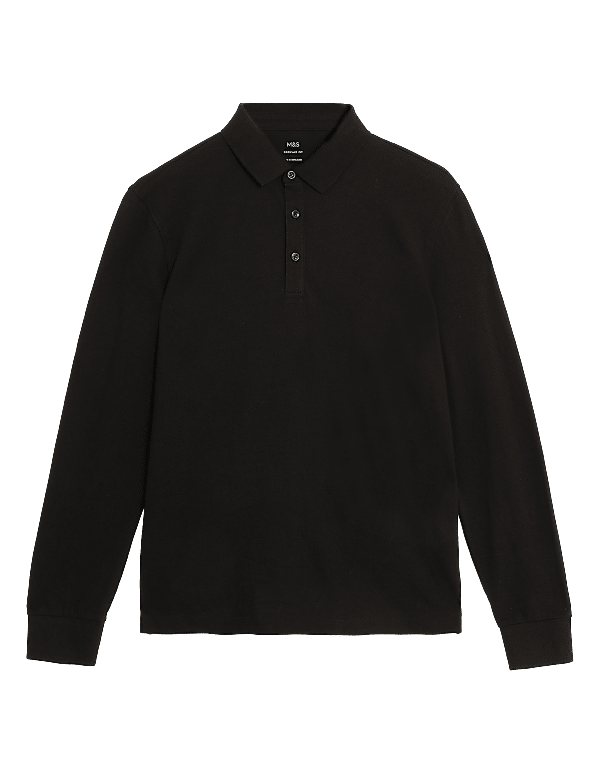 Pure Cotton Long Sleeve Polo Shirt