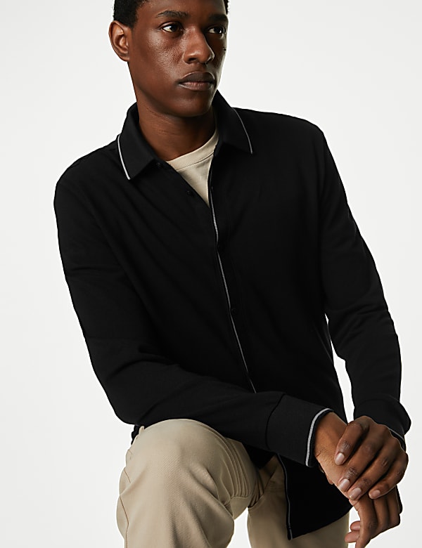 Pure Cotton Long Sleeve Polo Shirt