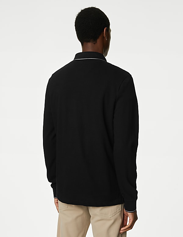 Pure Cotton Long Sleeve Polo Shirt