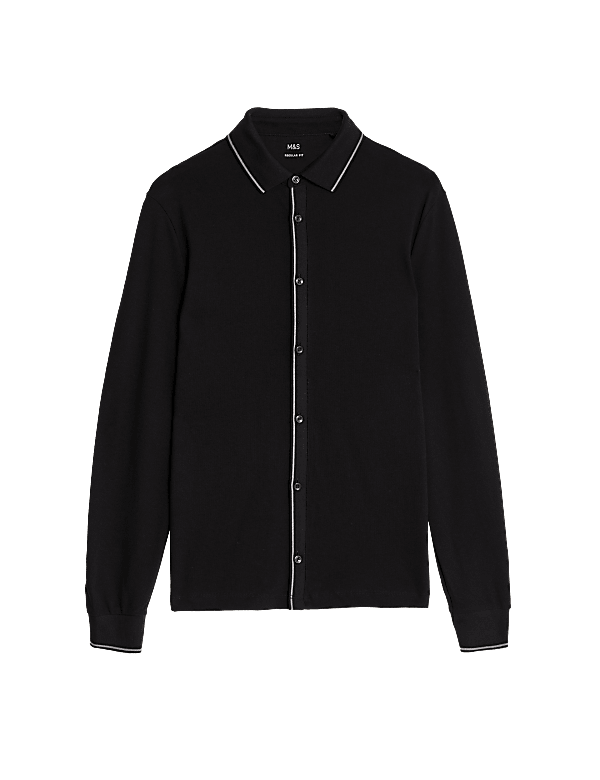 Pure Cotton Long Sleeve Polo Shirt