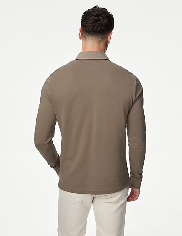 Pure Cotton Long Sleeve Polo Shirt