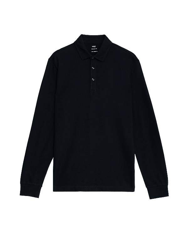Pure Cotton Long Sleeve Polo Shirt