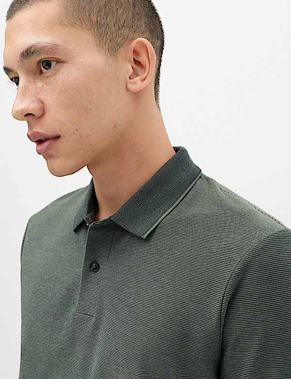 Cotton Rich Striped Short Sleeve Polo Shirt