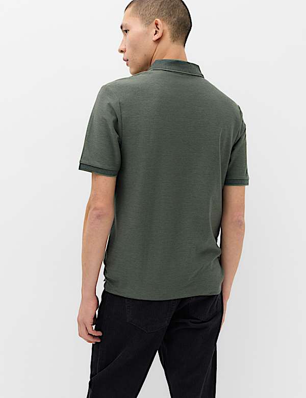 Cotton Rich Striped Short Sleeve Polo Shirt