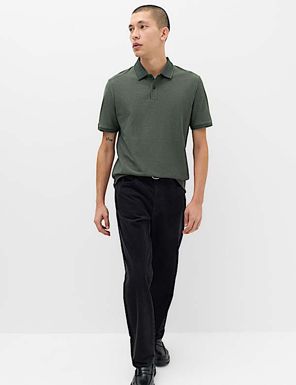 Cotton Rich Striped Short Sleeve Polo Shirt