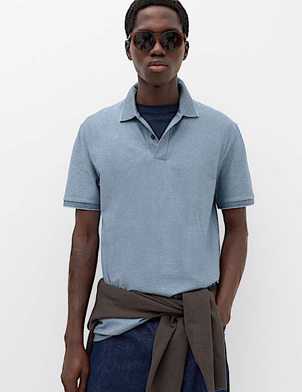 Cotton Rich Striped Short Sleeve Polo Shirt