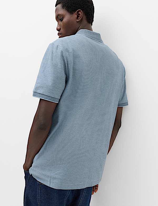 Cotton Rich Striped Short Sleeve Polo Shirt