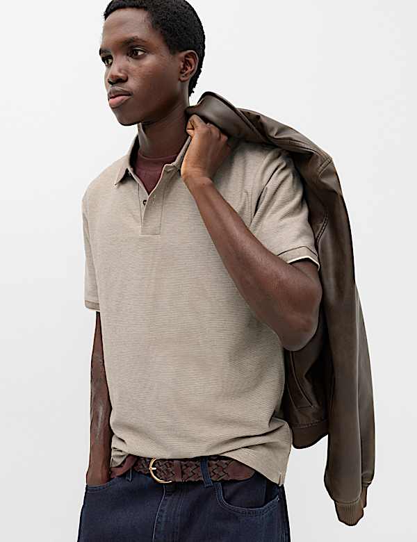 Cotton Rich Striped Short Sleeve Polo Shirt