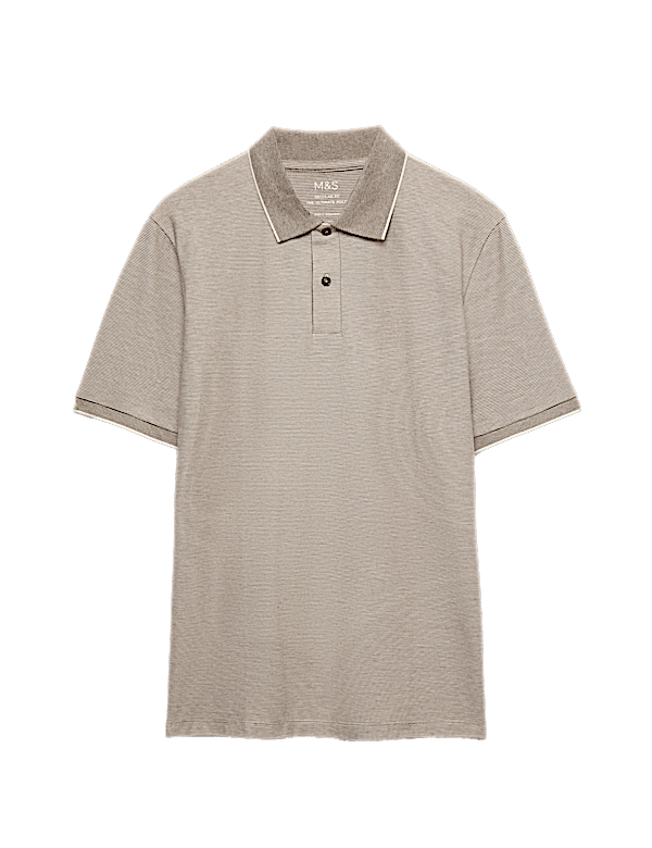 Cotton Rich Striped Short Sleeve Polo Shirt