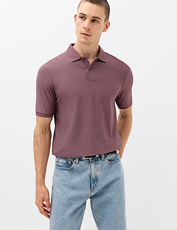 Cotton Rich Striped Short Sleeve Polo Shirt