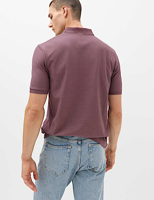 Cotton Rich Striped Short Sleeve Polo Shirt