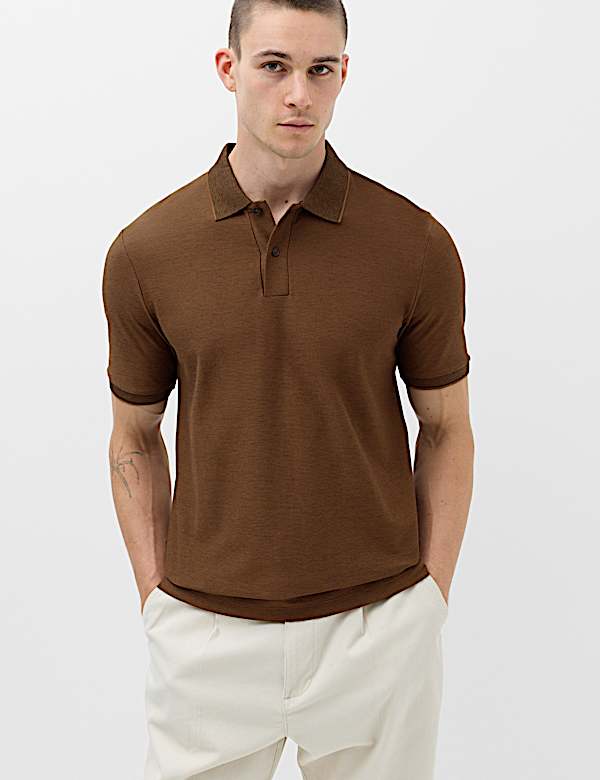 Cotton Rich Striped Short Sleeve Polo Shirt