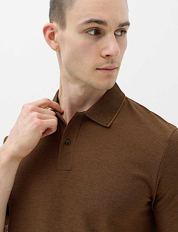Cotton Rich Striped Short Sleeve Polo Shirt