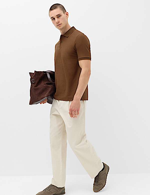 Cotton Rich Striped Short Sleeve Polo Shirt