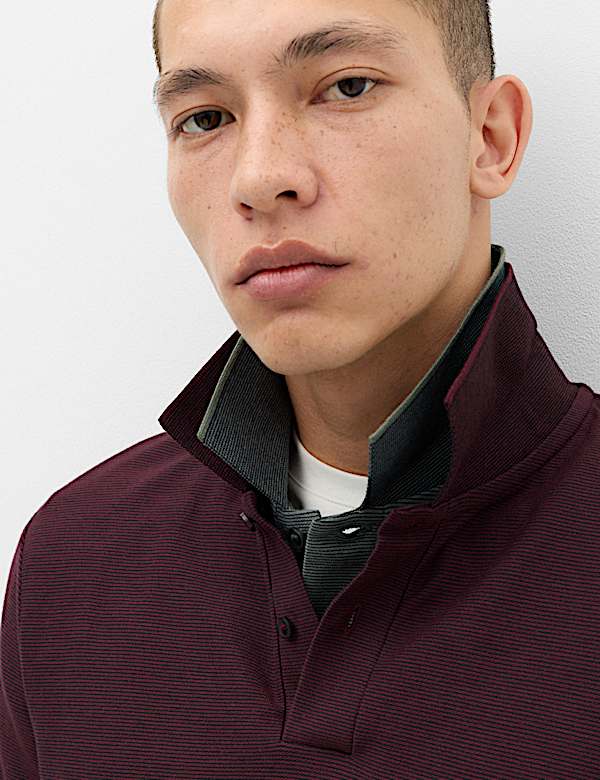 Cotton Rich Striped Short Sleeve Polo Shirt