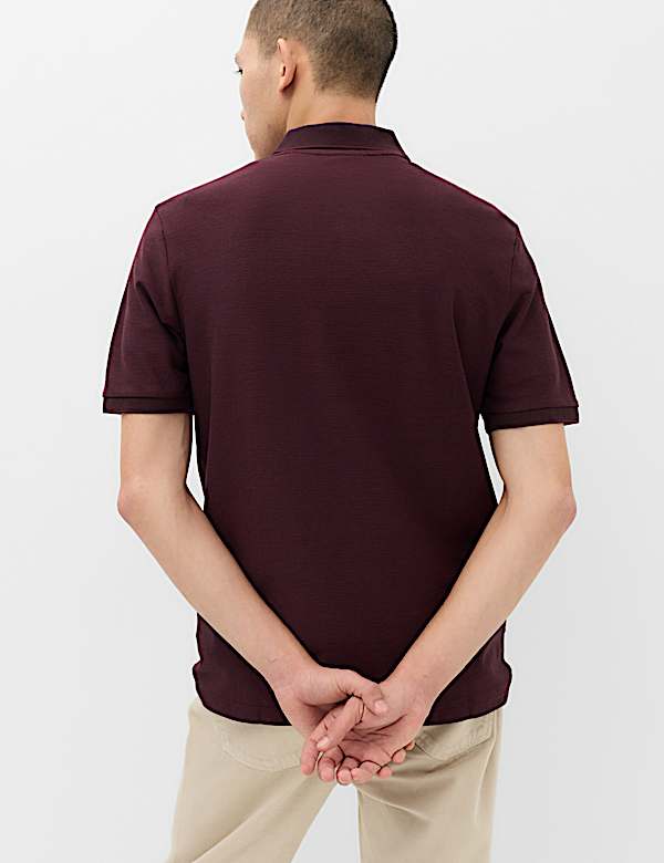 Cotton Rich Striped Short Sleeve Polo Shirt