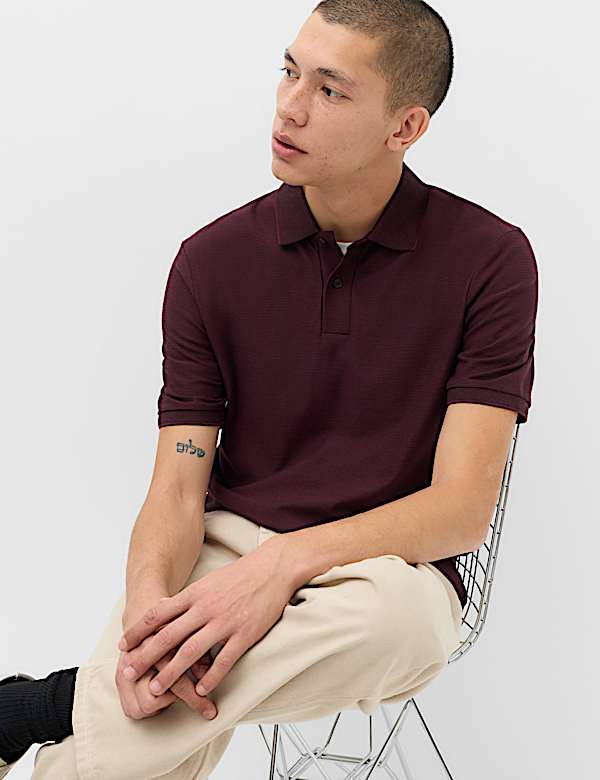 Cotton Rich Striped Short Sleeve Polo Shirt
