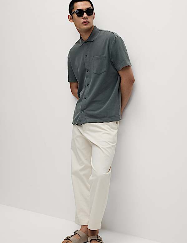 Kemeja Polo Bertekstur Katun Murni Relaxed Fit - ID