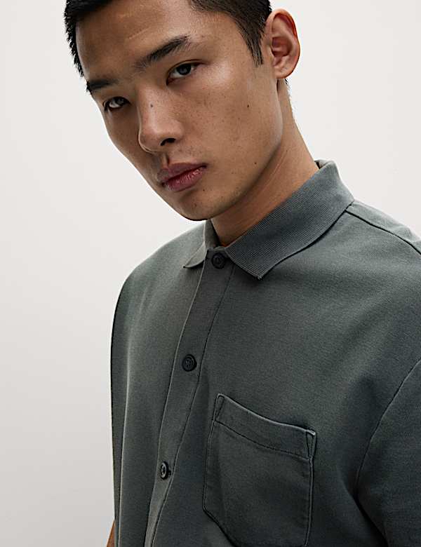 Kemeja Polo Bertekstur Katun Murni Relaxed Fit - ID