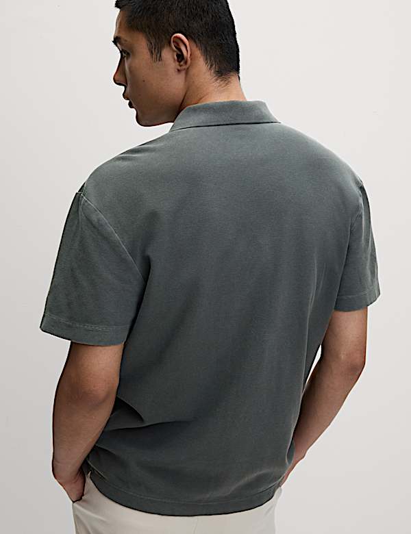 Kemeja Polo Bertekstur Katun Murni Relaxed Fit - ID