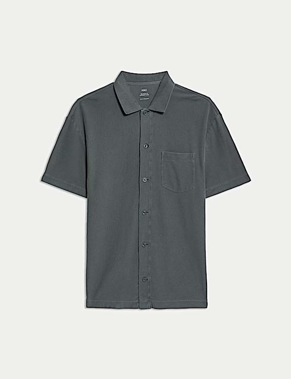 Kemeja Polo Bertekstur Katun Murni Relaxed Fit - ID