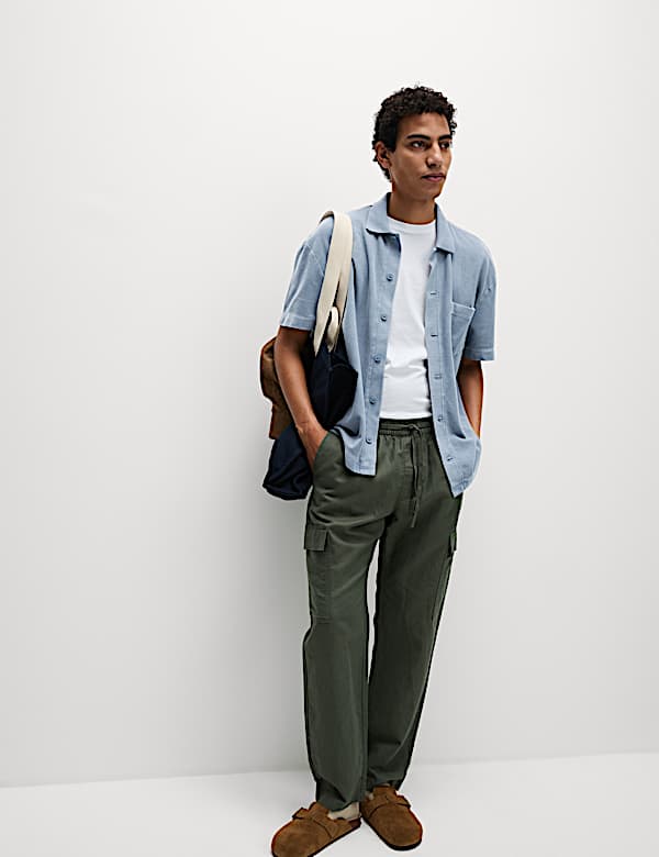 Kemeja Polo Bertekstur Katun Murni Relaxed Fit - ID