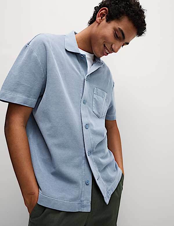 Kemeja Polo Bertekstur Katun Murni Relaxed Fit - ID