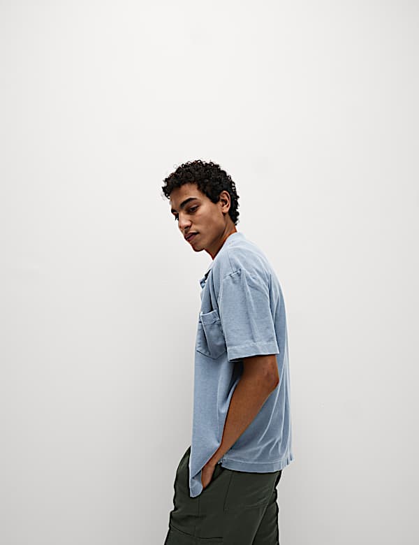 Kemeja Polo Bertekstur Katun Murni Relaxed Fit - ID