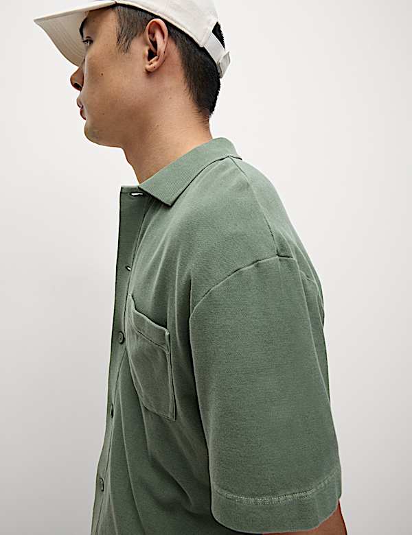 Relaxed Fit Pure Cotton Textured Polo Shirt - MY