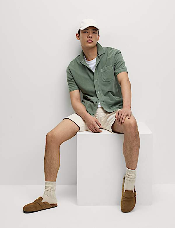 Kemeja Polo Bertekstur Katun Murni Relaxed Fit - ID