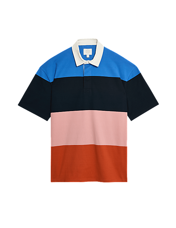 Oversized Pure Cotton Short Sleeve Rugby Shirt