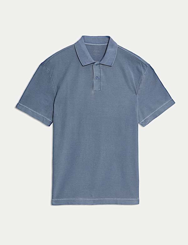 Μπλούζα πόλο με ξεθωριασμένη όψη και χαλαρή εφαρμογή από 100% βαμβάκι - GR