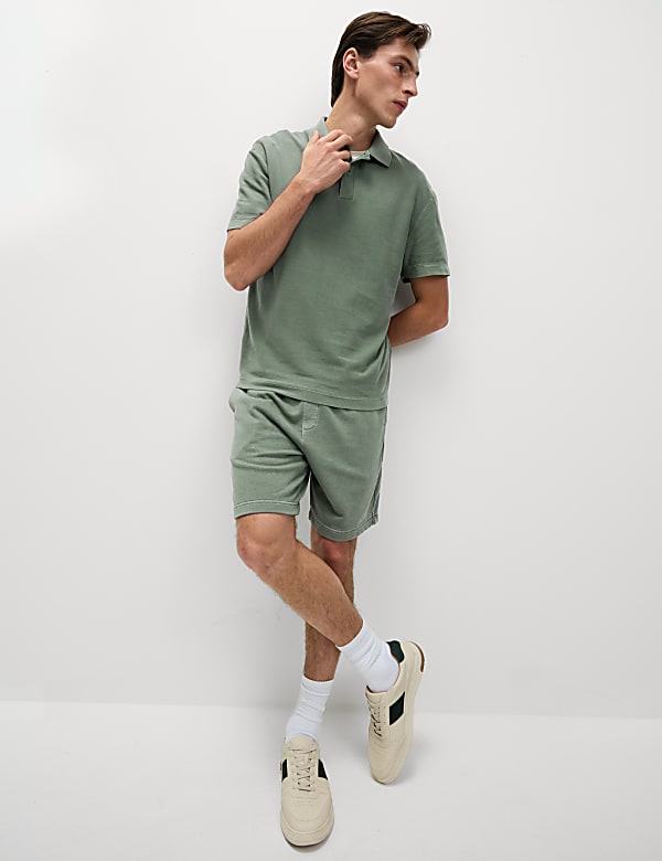 Relaxed Fit Pure Cotton Garment Dyed Polo Shirt - US