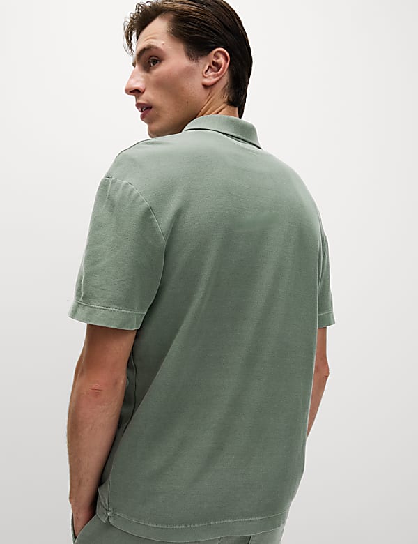 Relaxed Fit Pure Cotton Garment Dyed Polo Shirt - US