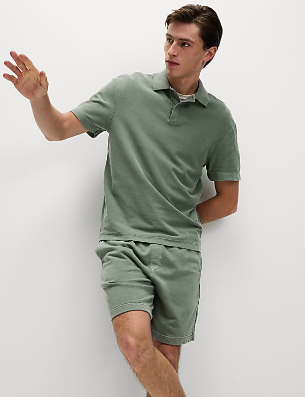 Relaxed Fit Pure Cotton Garment Dyed Polo Shirt - US