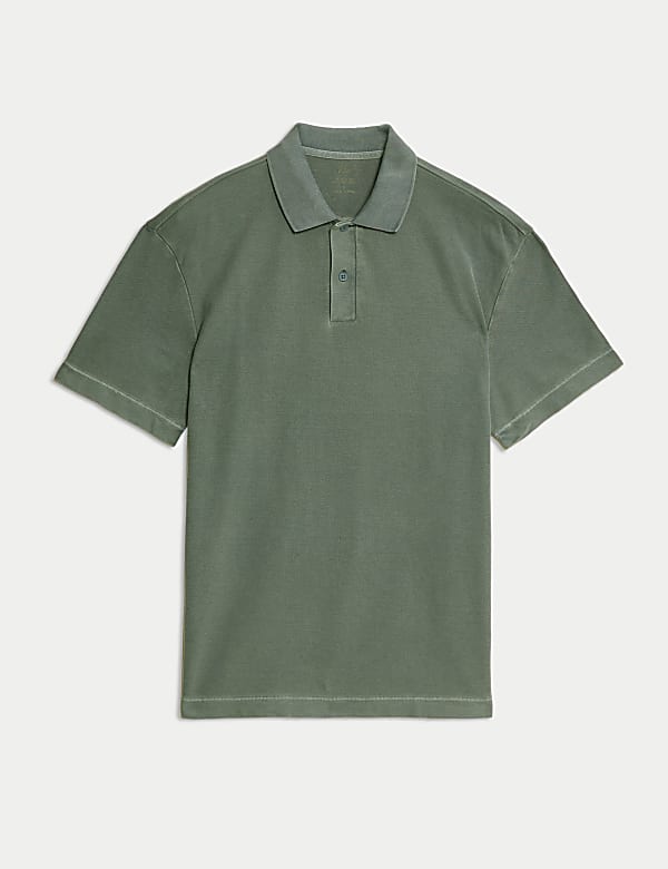 Relaxed Fit Pure Cotton Garment Dyed Polo Shirt - US