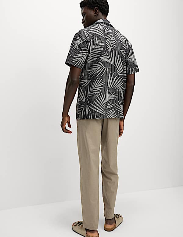 Jacquard Palm Leaf Print Polo Shirt